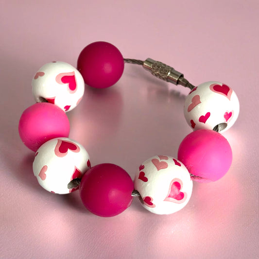 Pink Hearts Handle Bracelet - Tumbler Handle Charm