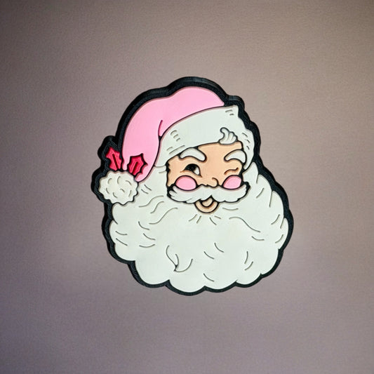 Pink Santa Silicone Tumbler Magnet