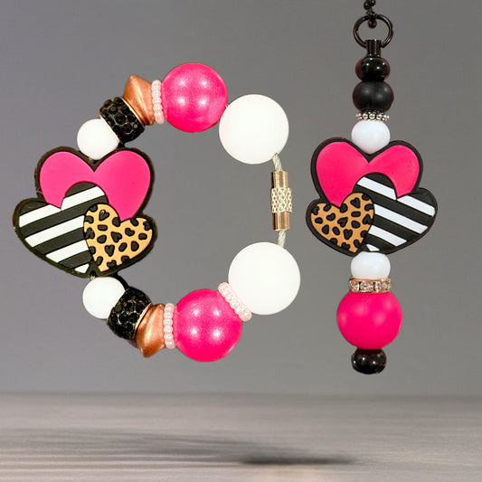 Cheetah Hearts Charm - Tumbler Handle Charm