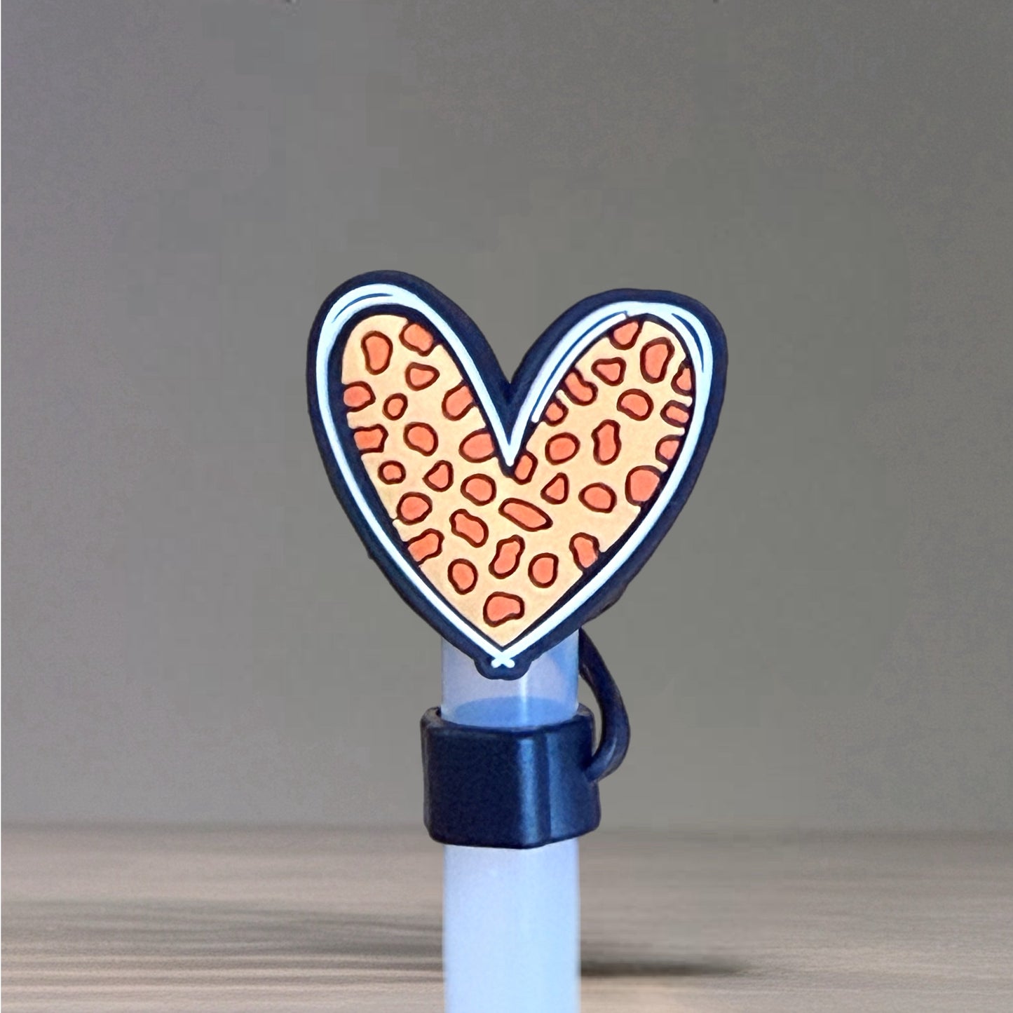 Leopard Heart Straw Topper