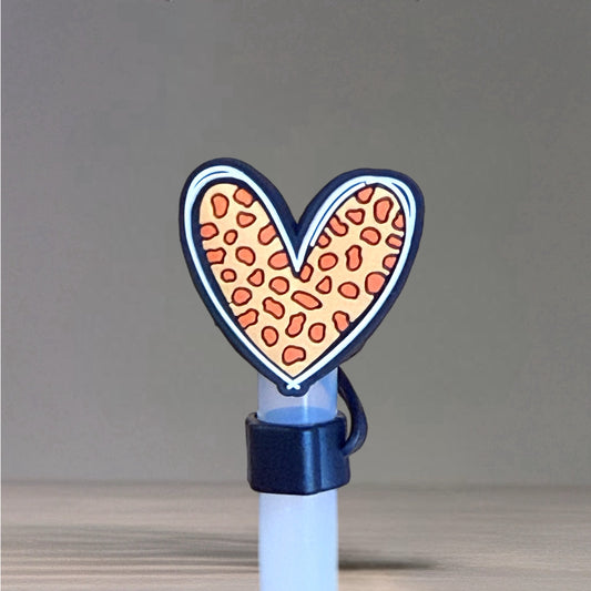 Leopard Heart Straw Topper
