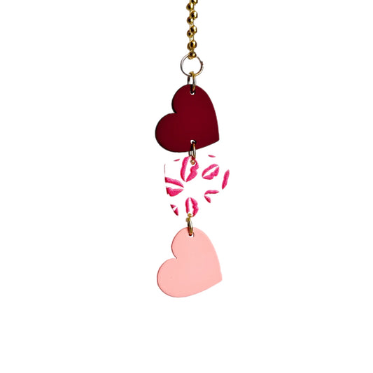 Triple Heart Kiss Charm - Tumbler Handle Charm