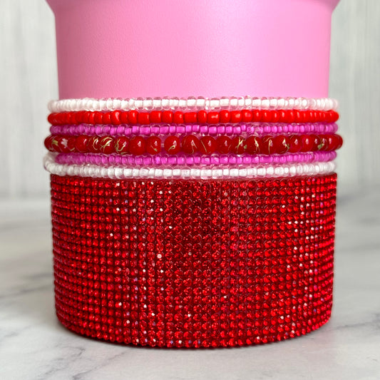 Pink & Red Tumbler Bracelet Stack -fits 30-40oz