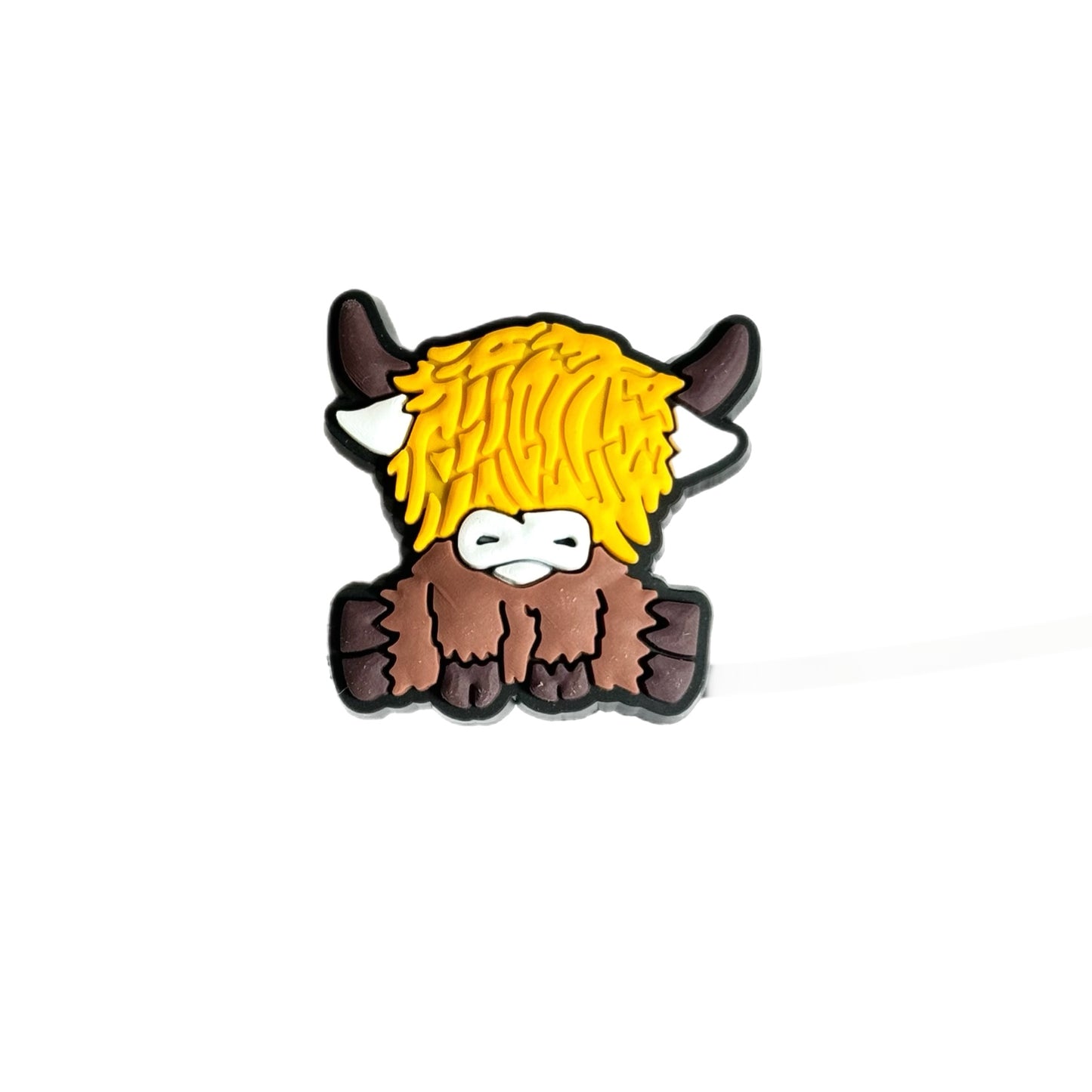 Highland Cow Straw Topper black white