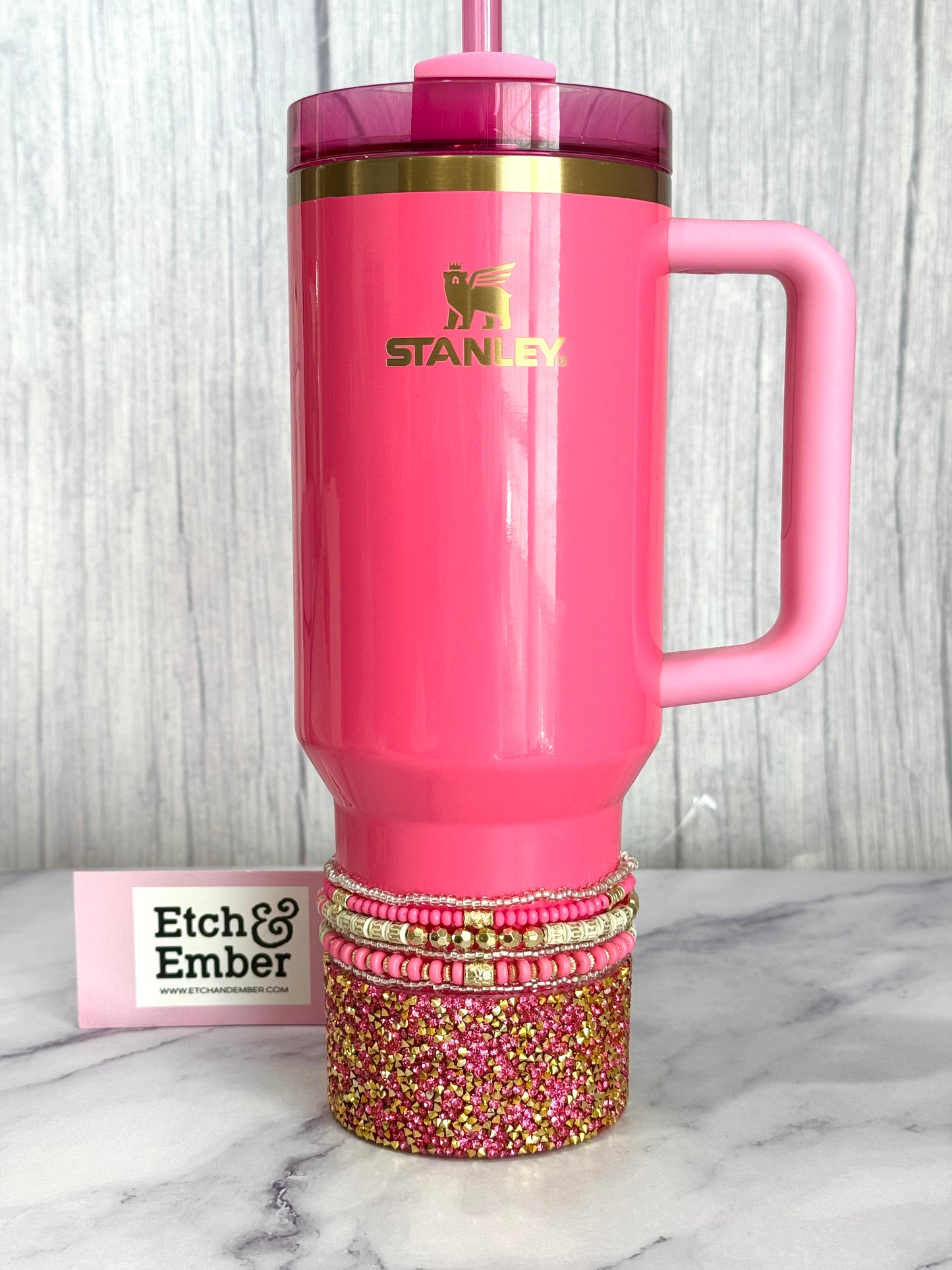 Pink & Gold Tumbler Bracelet Stack -fits 30-40oz