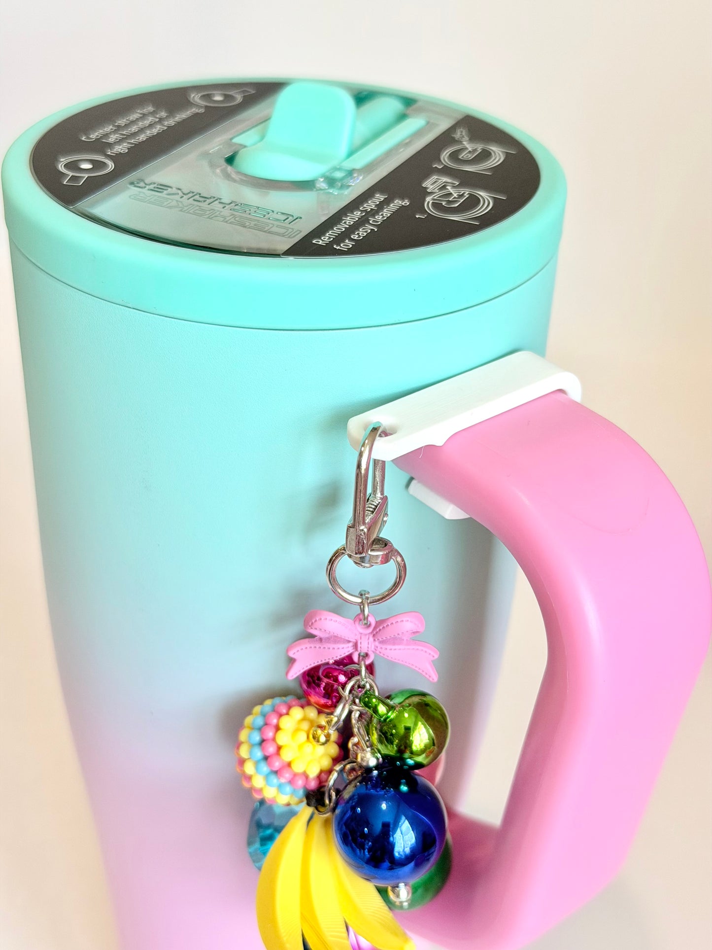 Large White Handle Charm Clip