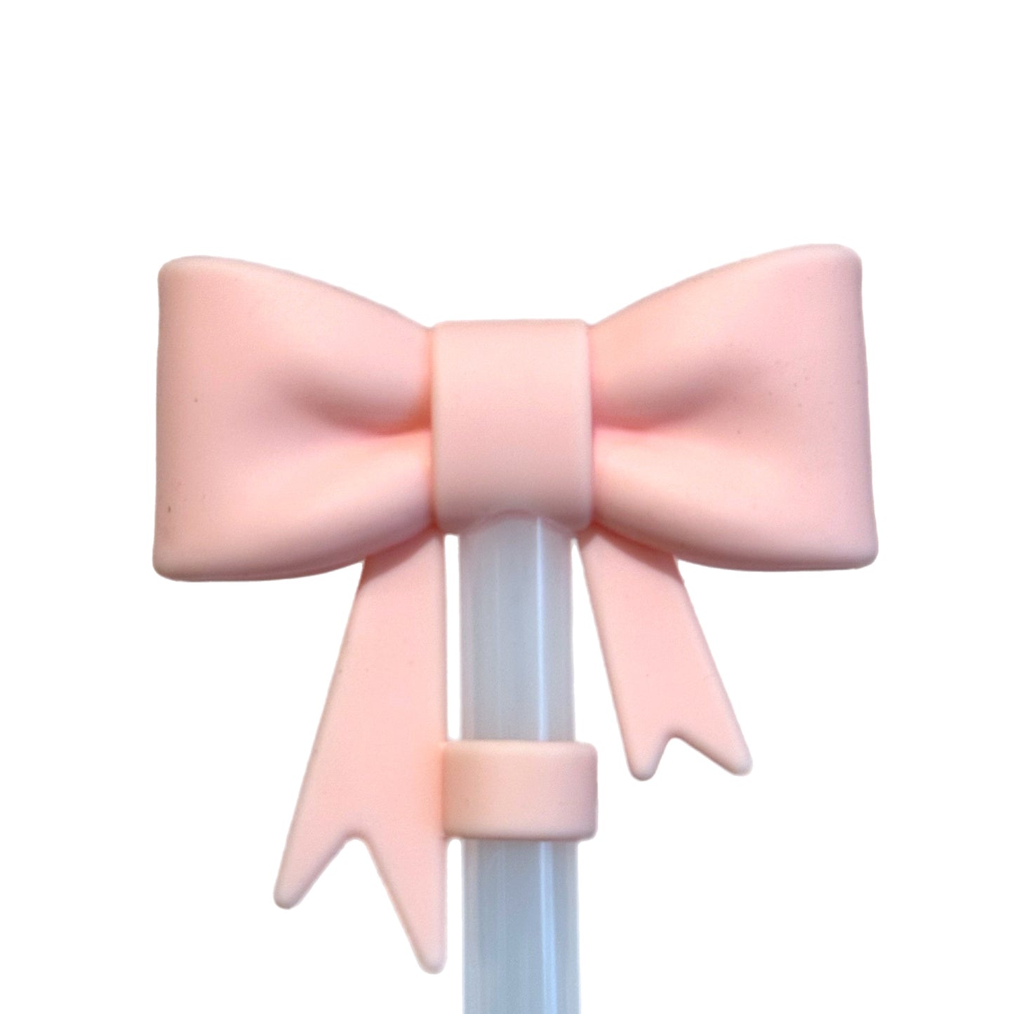 Light Pink 3D Bow Straw Topper