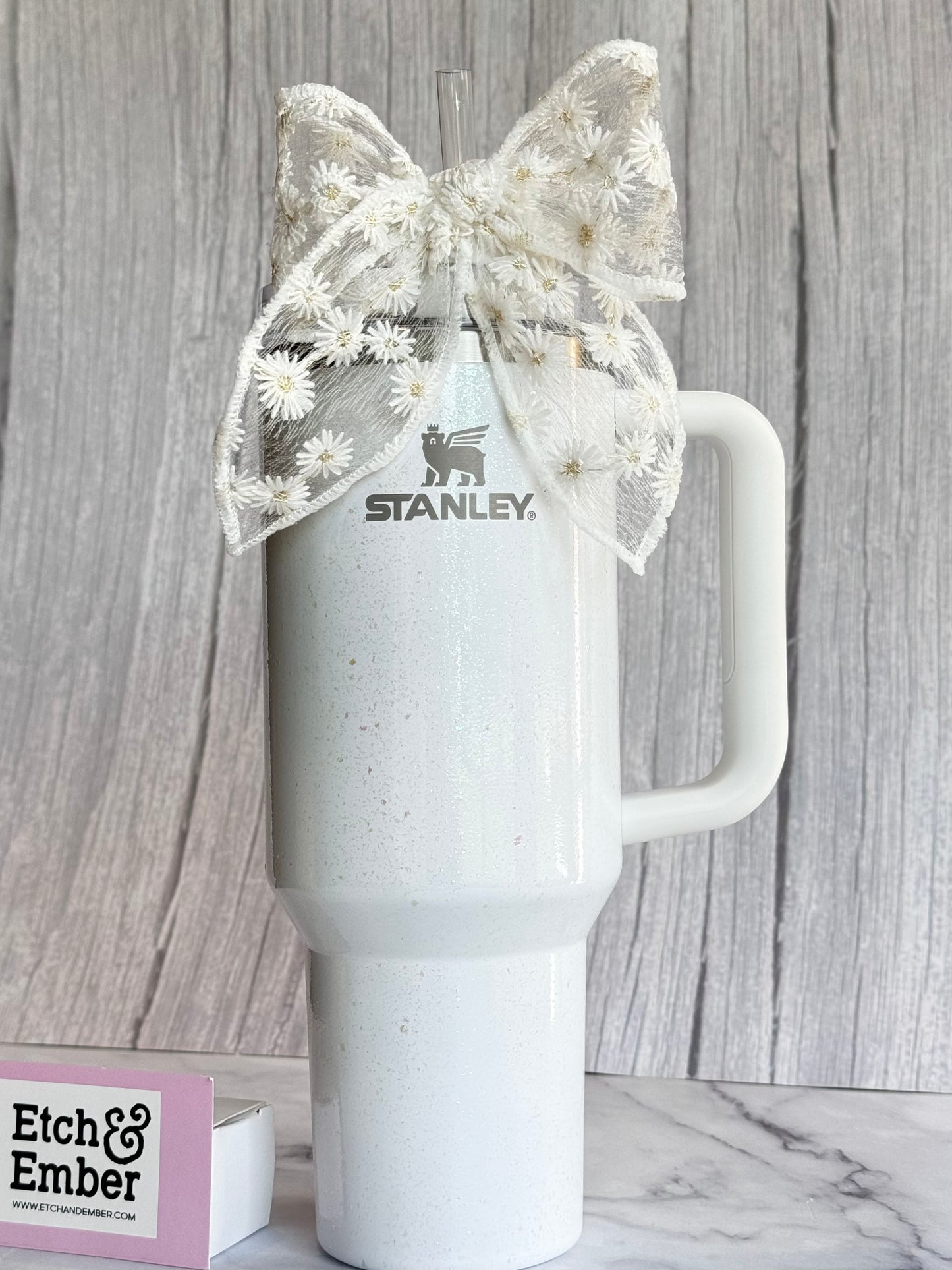 Dainty White Tumbler Bow