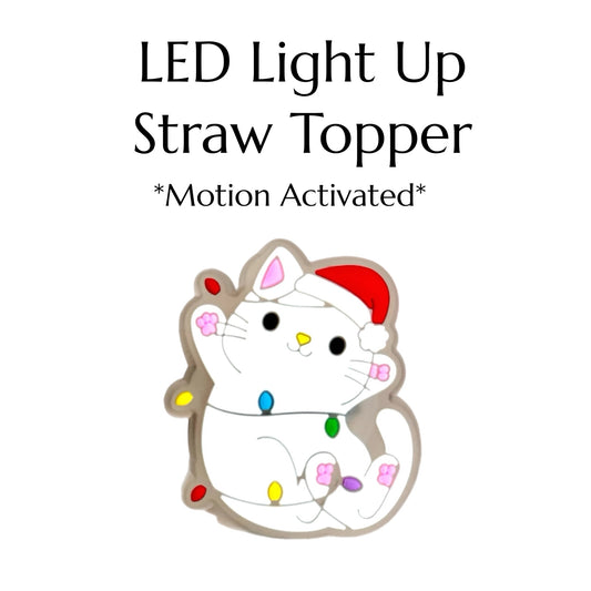 LED LIGHT UP CHRISTMAS KITTY Straw Topper