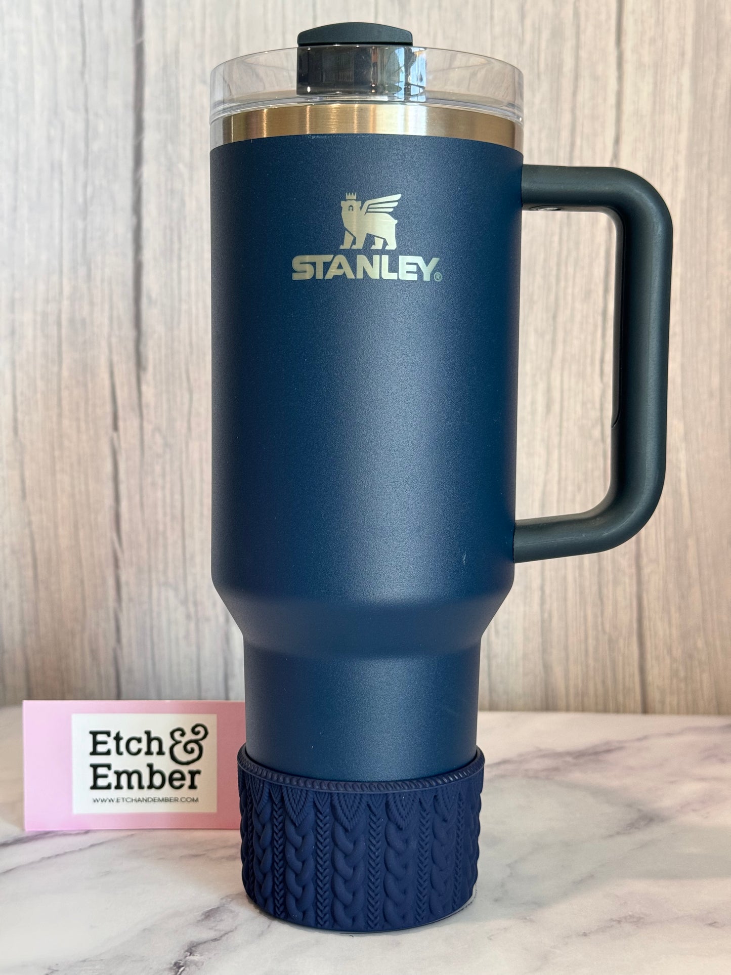 NAVY MACRAME Tumbler Boot -fits 20-40oz