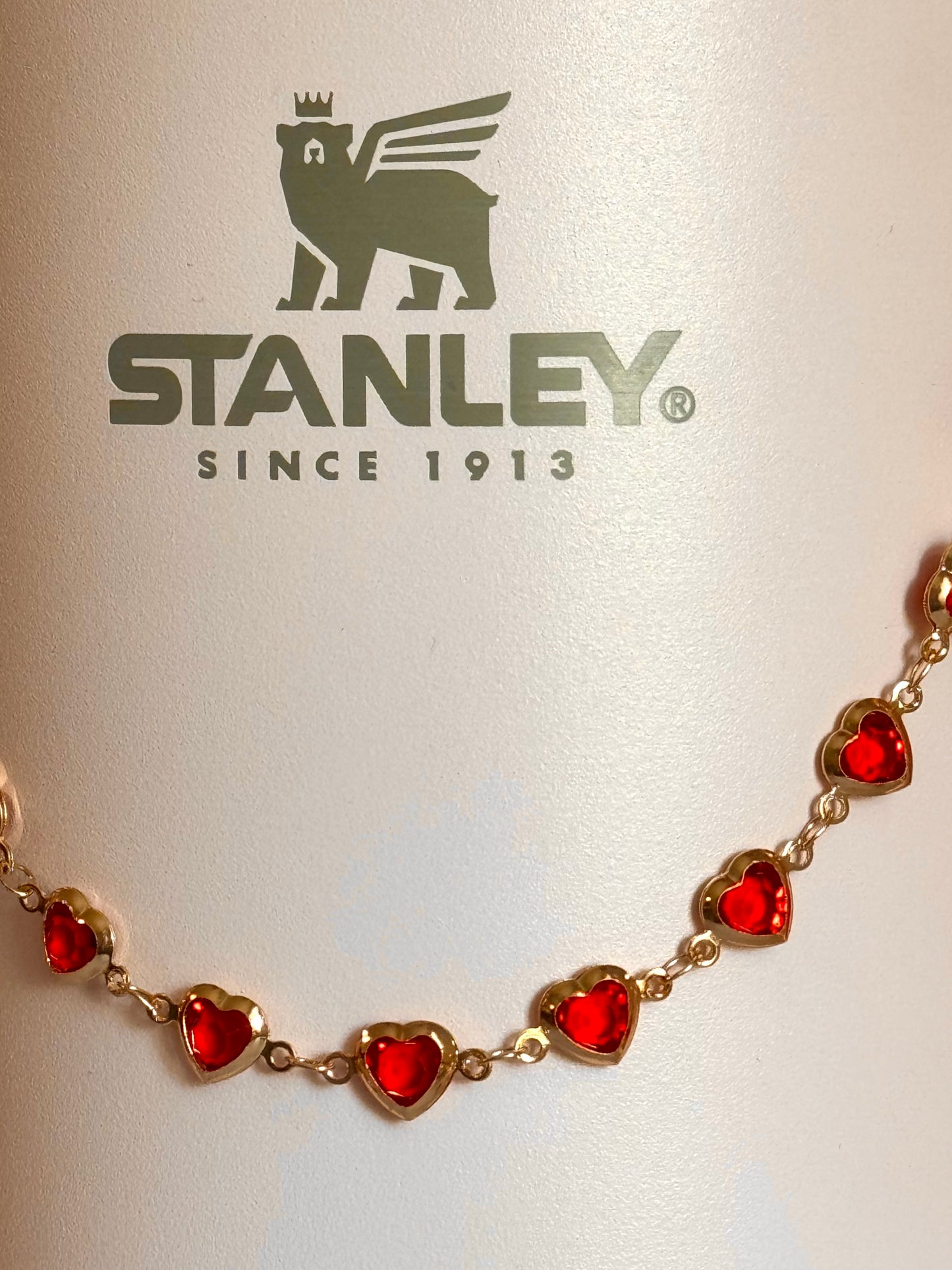 Tiny Red Hearts Deluxe Tumbler Charm Necklace