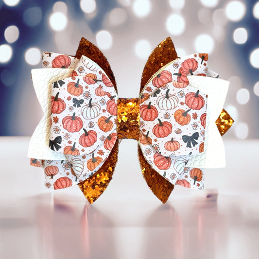 Polka Dot Pumpkins Glitter Tumbler Bow