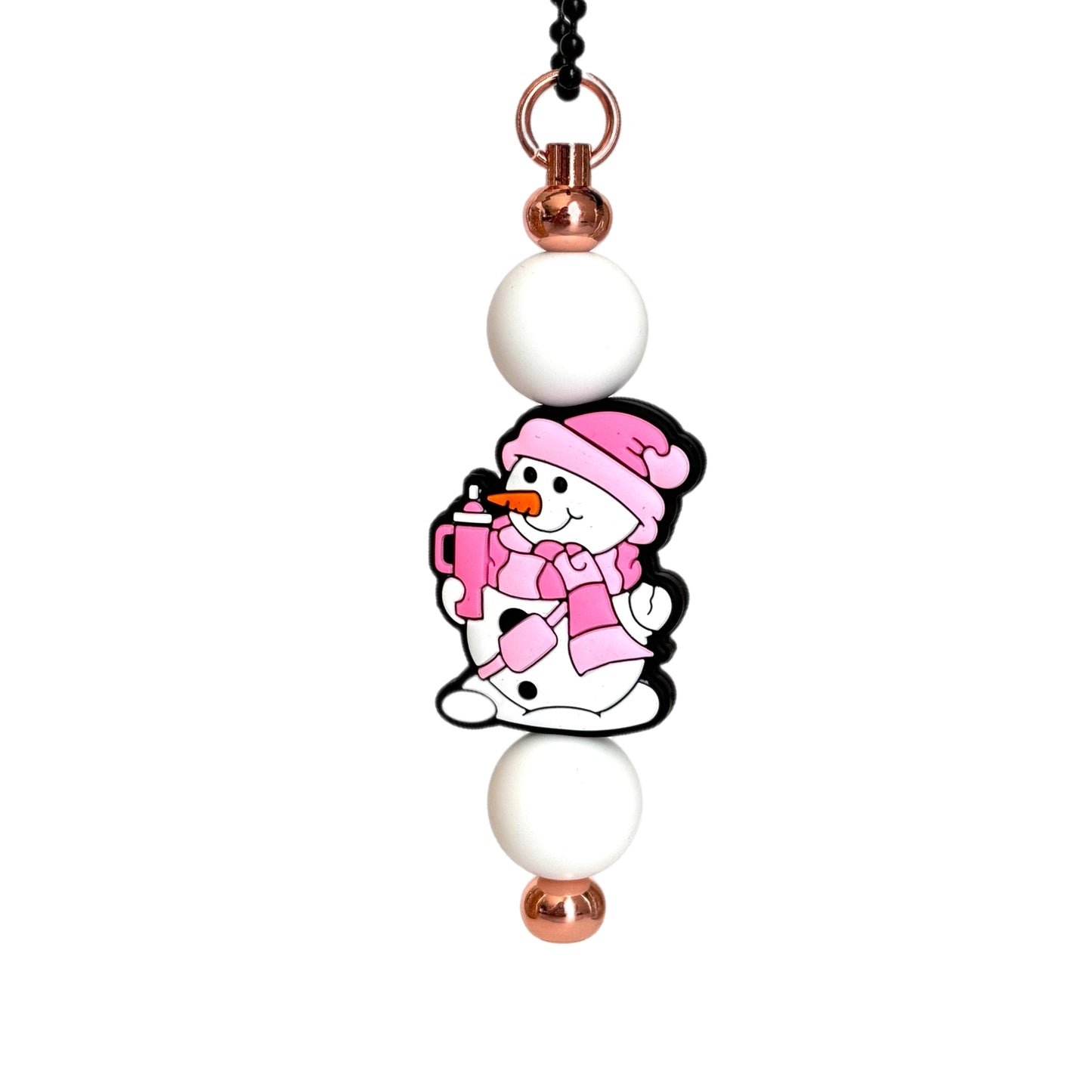 Trendy Pink Snowman Bar Charm - Tumbler Handle Charm