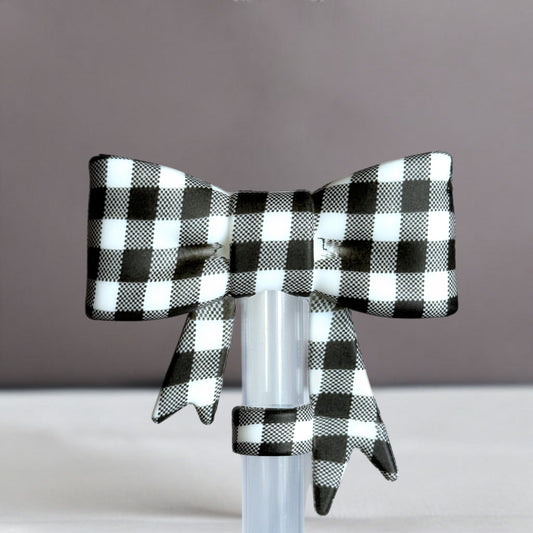 Buffalo Plaid 3D Bow Straw Topper