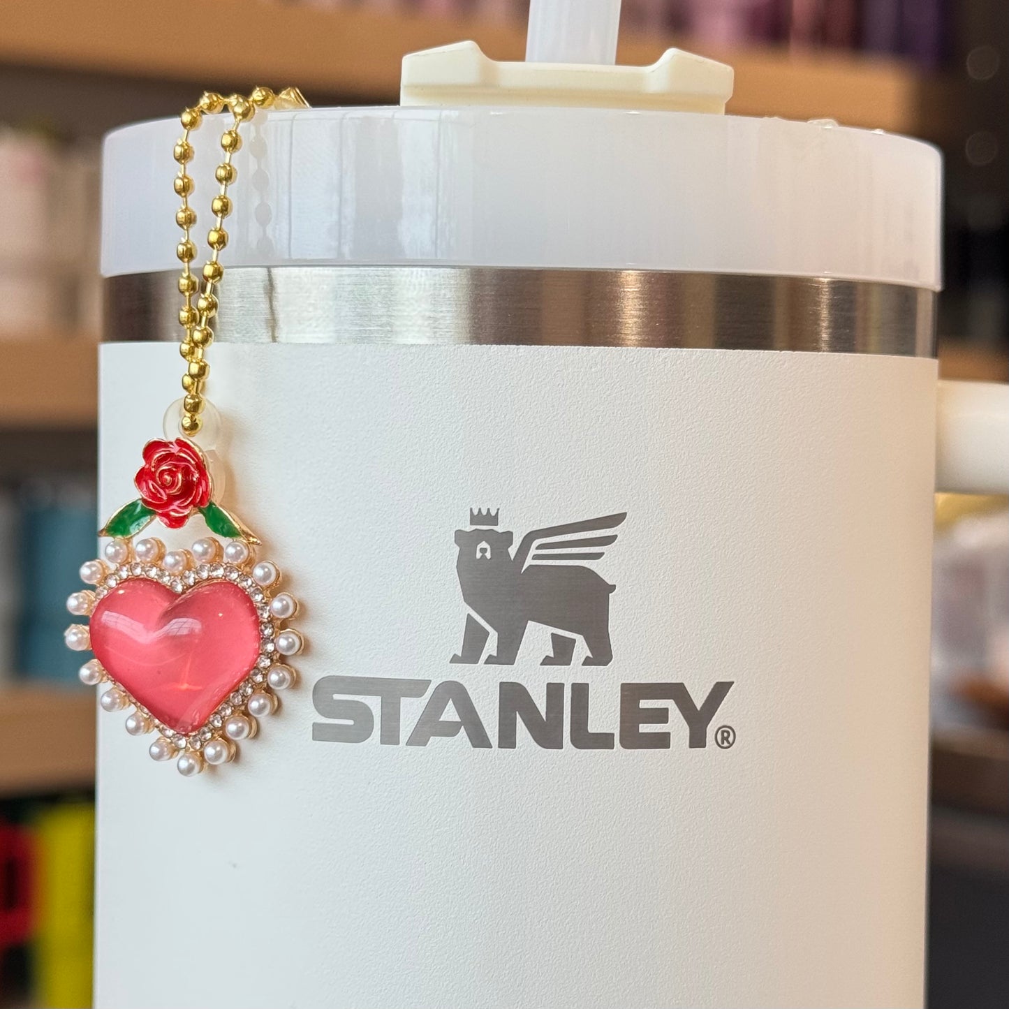 Rose & Heart Charm - Tumbler Handle Charm