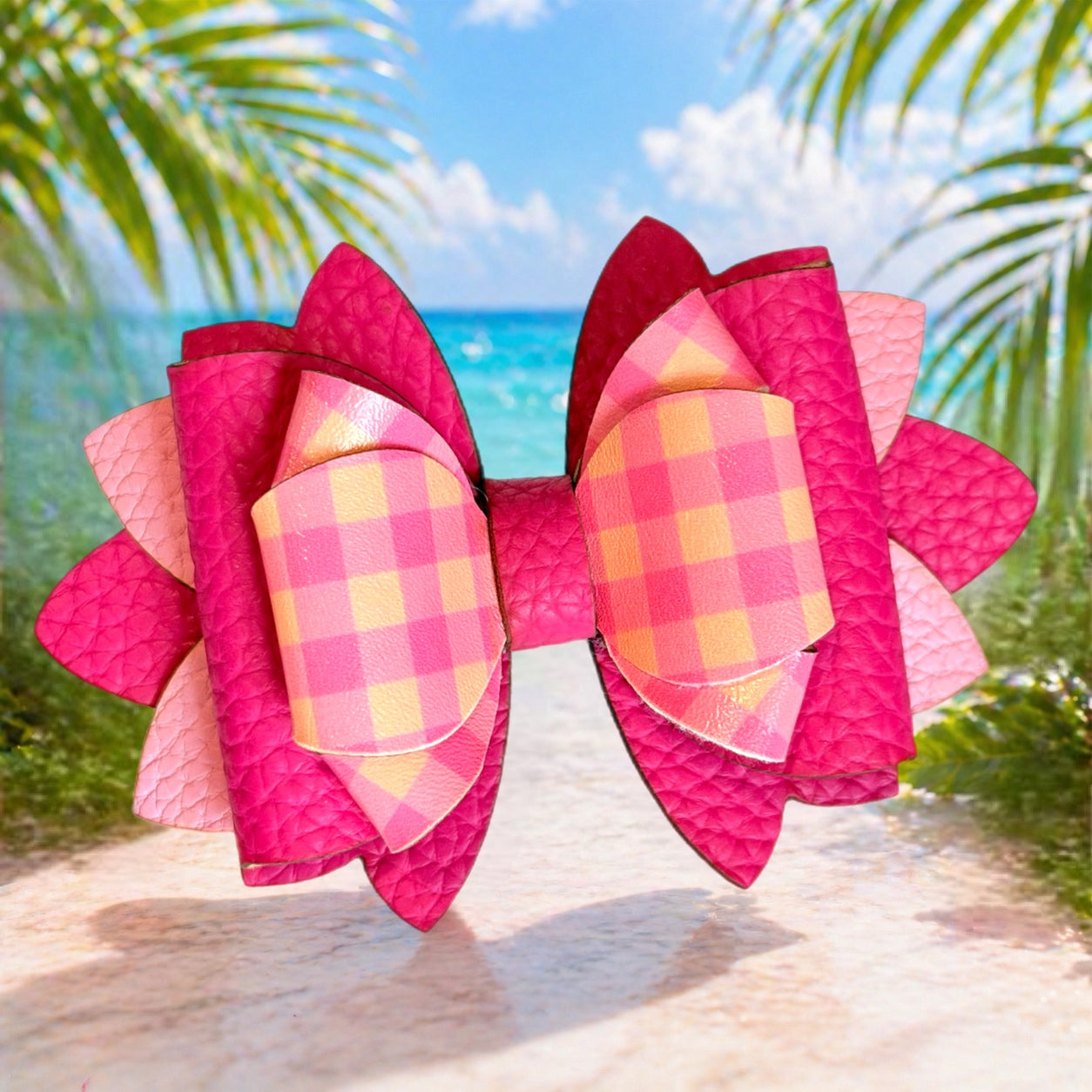 Peach Gingham VersaBow™ Universal Tumbler Bow