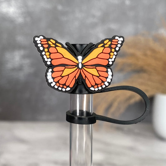 Butterfly Straw Topper- Orange