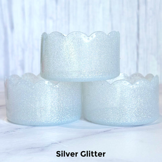 Silver Glitter Scalloped Tumbler Boot -fits 20-40oz