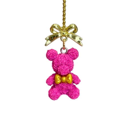 Coquette Floral Teddy Bear Charm - Tumbler Handle Charm