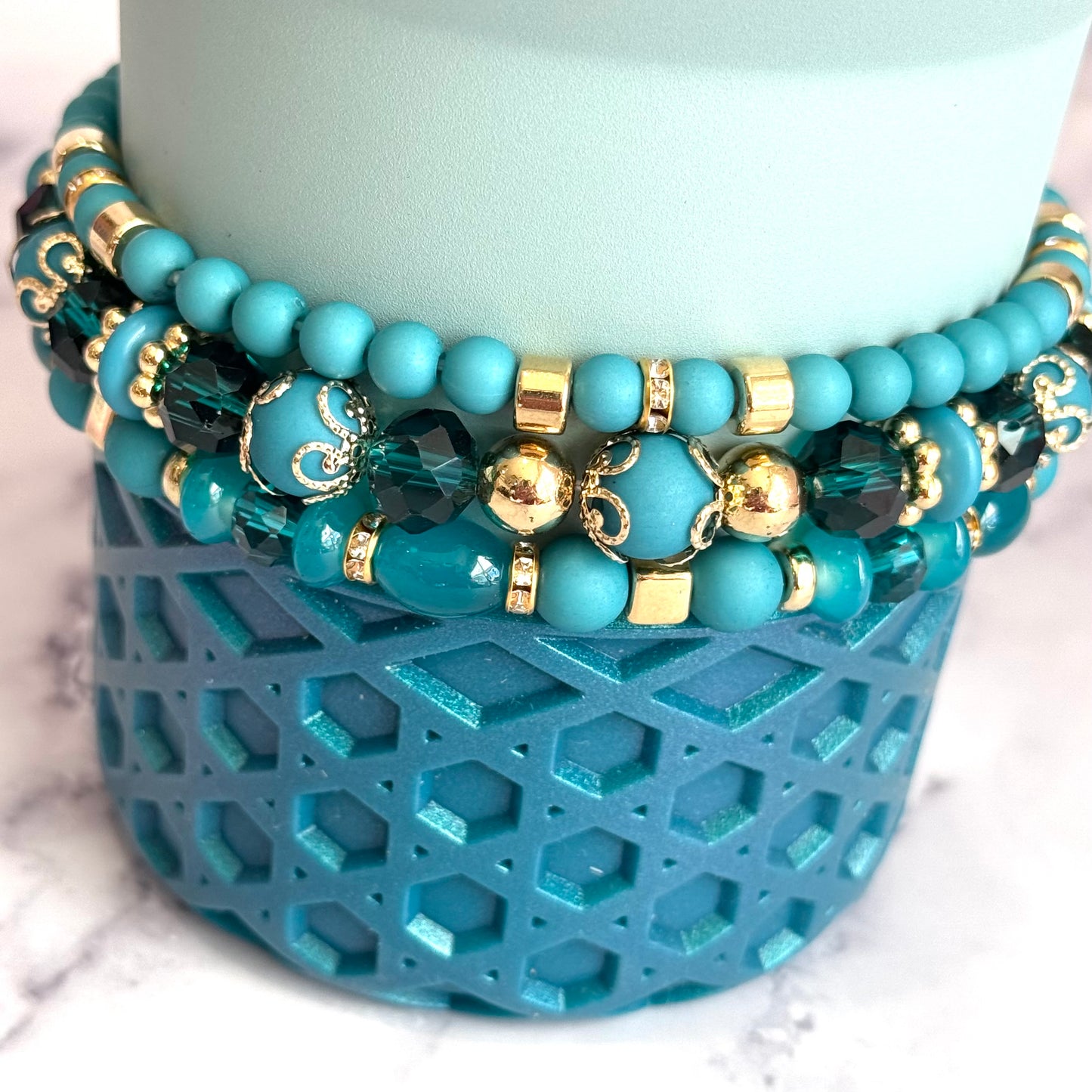 Seafoam Teal Tumbler Bracelet Stack -fits 30-40oz