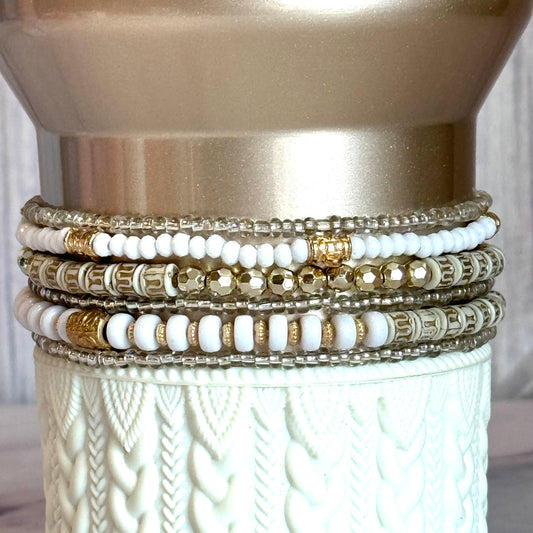 Cream & Gold Tumbler Bracelet Stack -fits 30-40oz