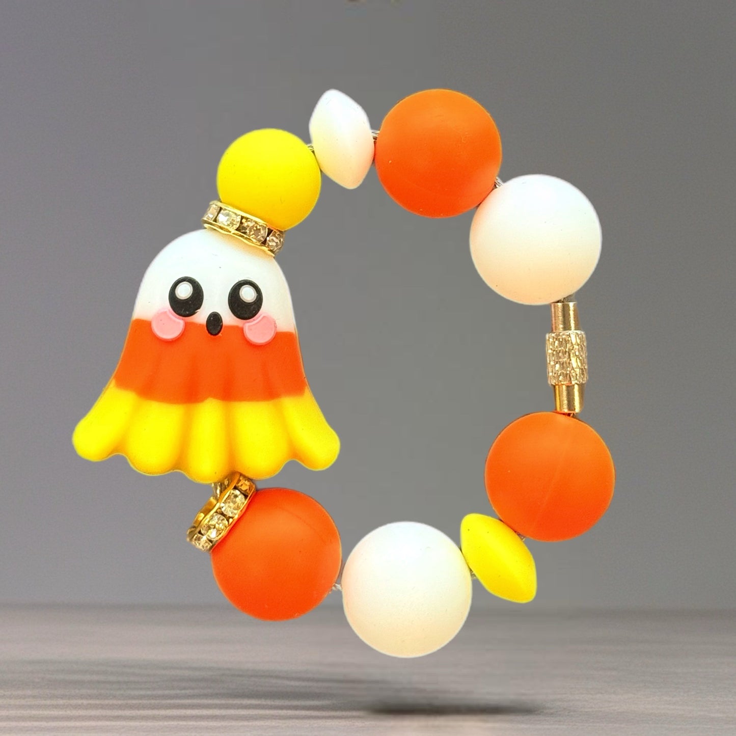 Candy Corn Ghost Charm - Tumbler Handle Charm
