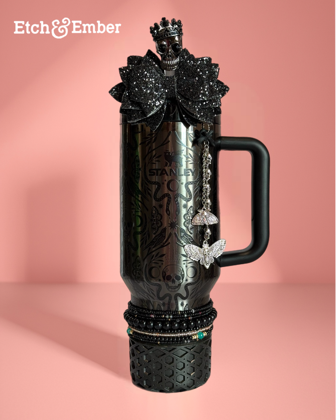 Shadow Moth Damask Charm - Tumbler Handle Charm