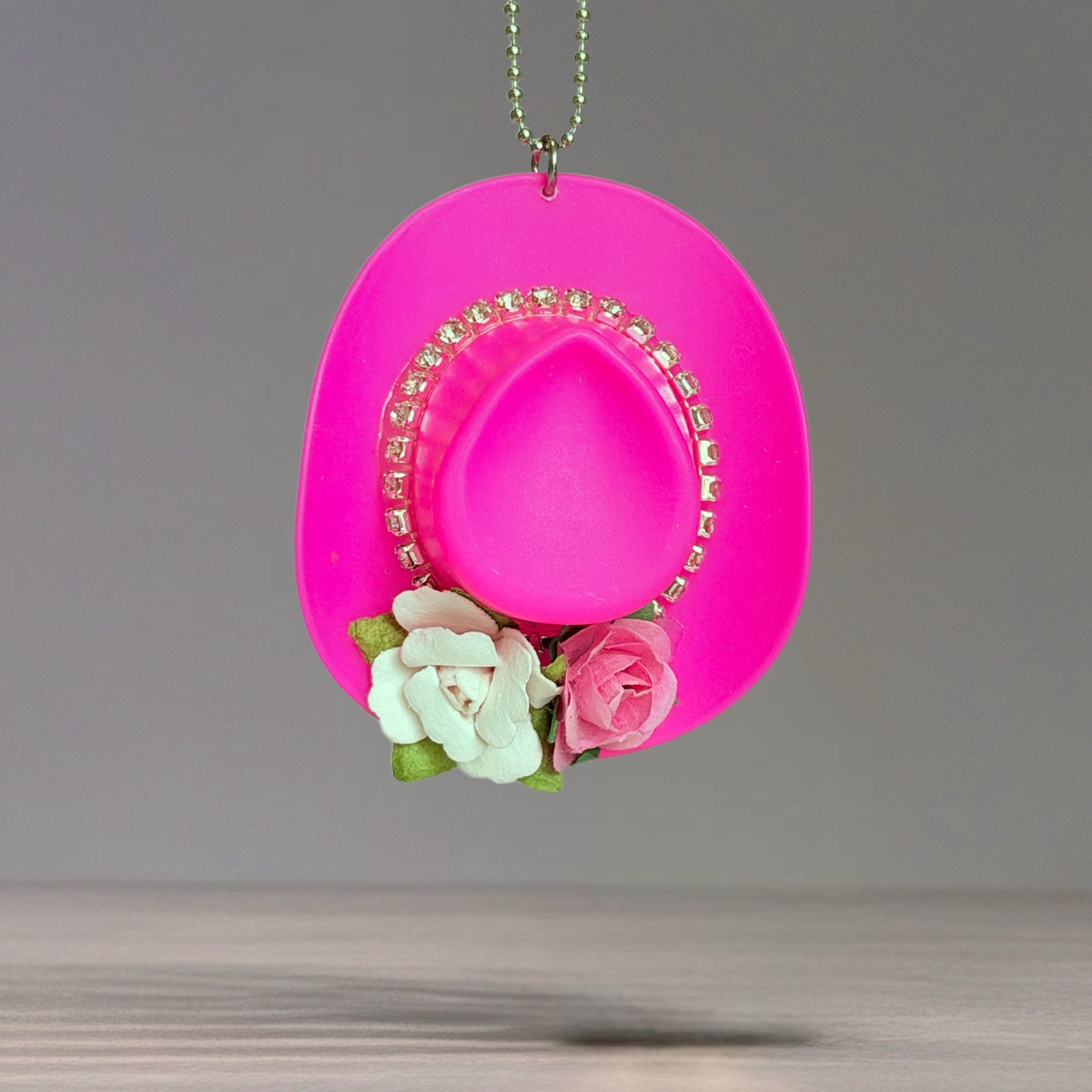 Pink Rose Cowgirl Hat Charm - Tumbler Handle Charm