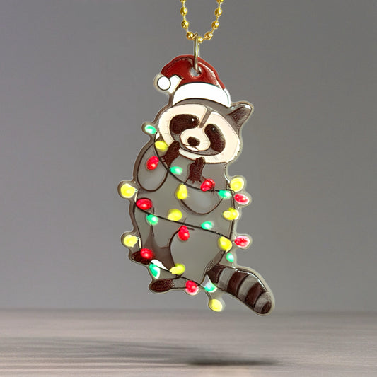 Festive Raccoon Charm - Tumbler Handle Charm