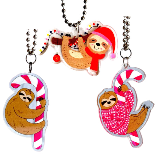 SLOTH CHRISTMAS Charms - Tumbler Handle Charm