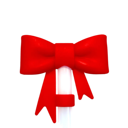 Red 3D Bow Straw Topper