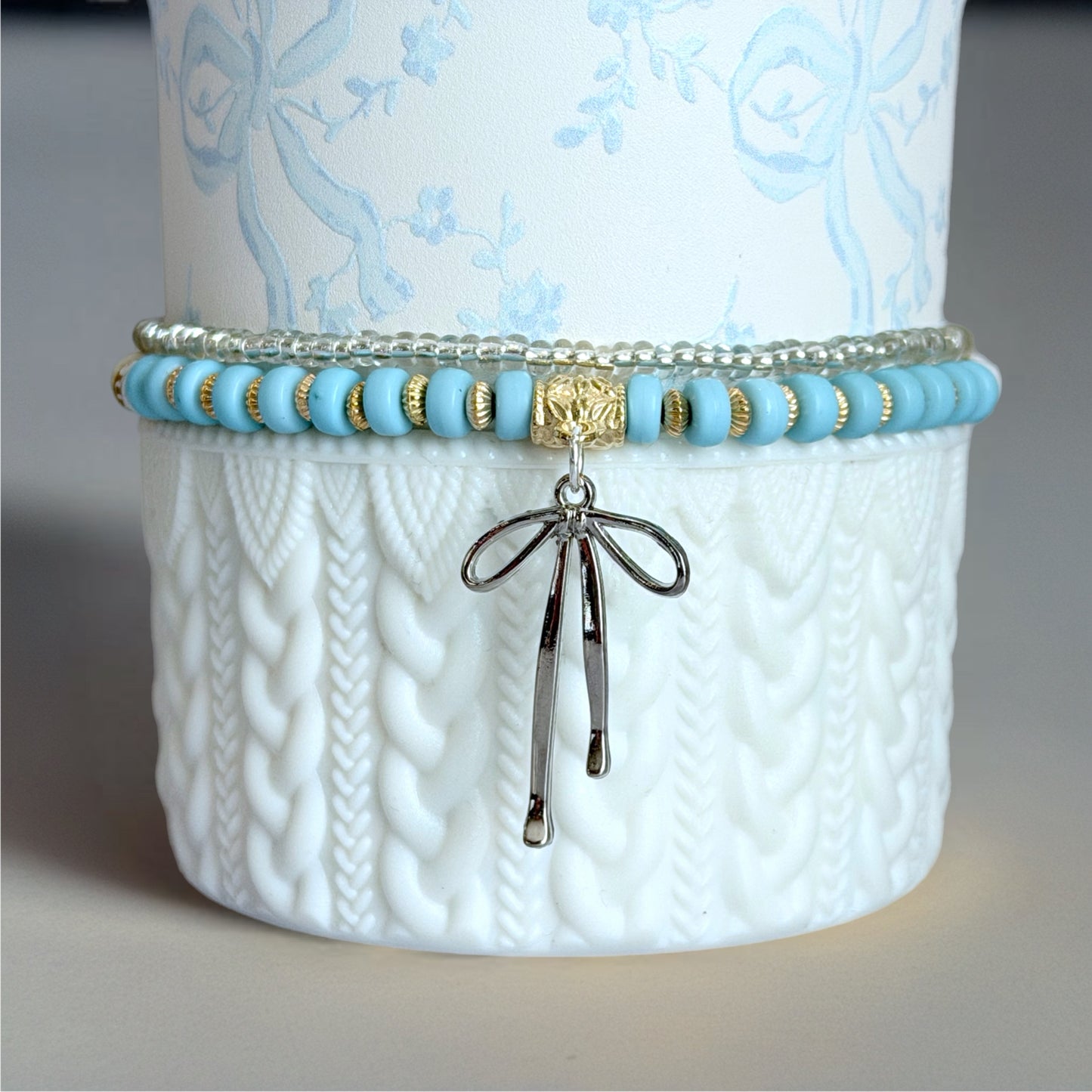 Winter Ice Bow Tumbler Bracelet