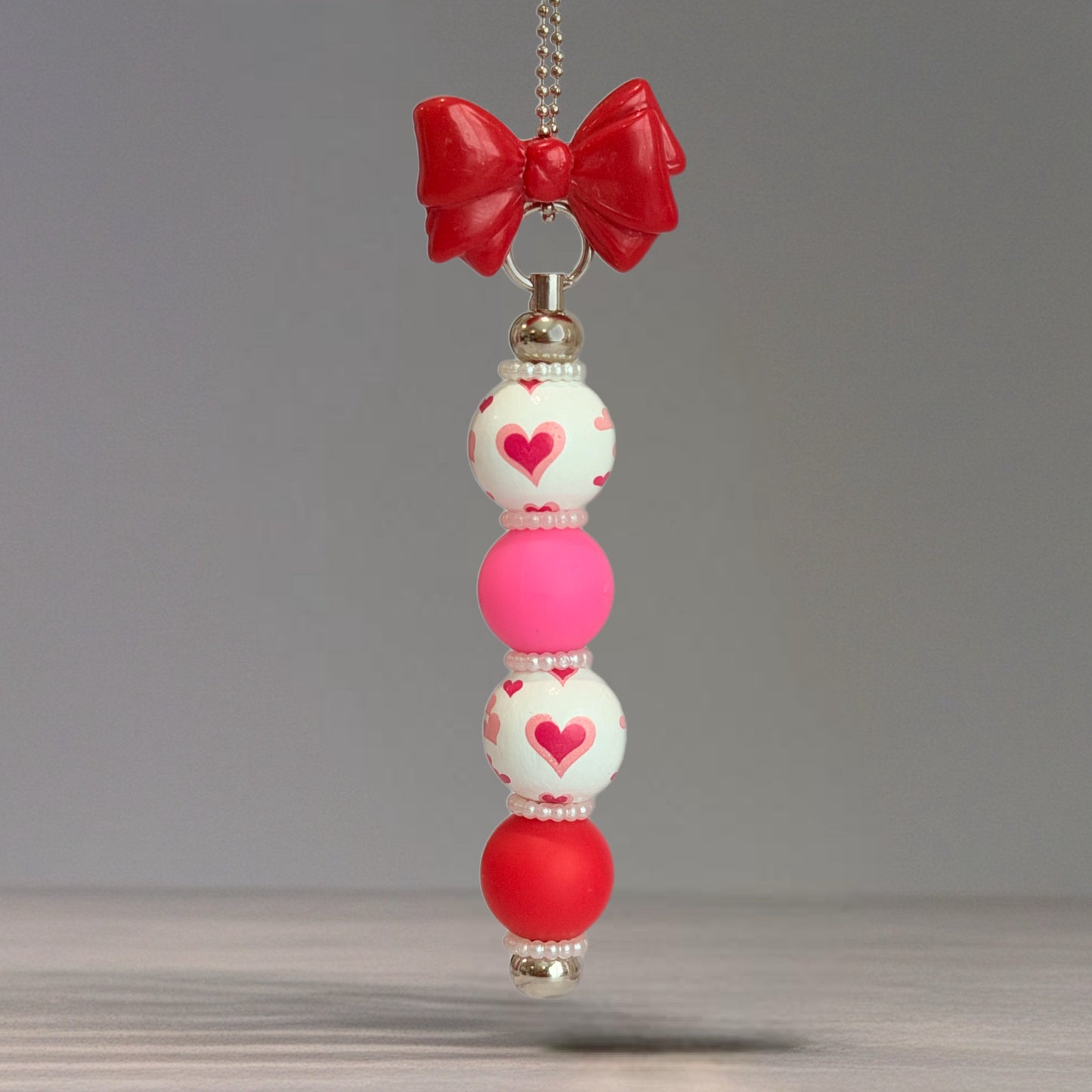 Hearts Pink & Red Bar Charm - Tumbler Handle Charm
