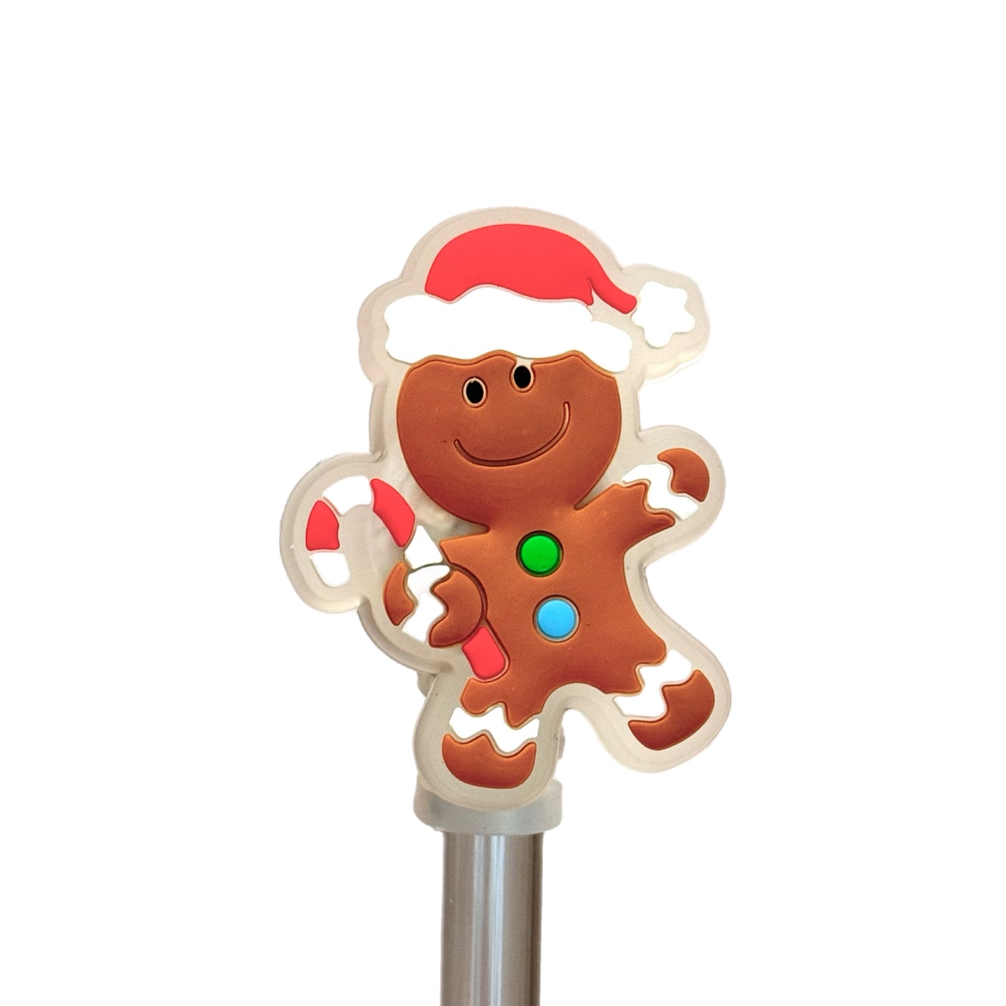 LED LIGHT UP GINGERBREAD MAN Straw Topper