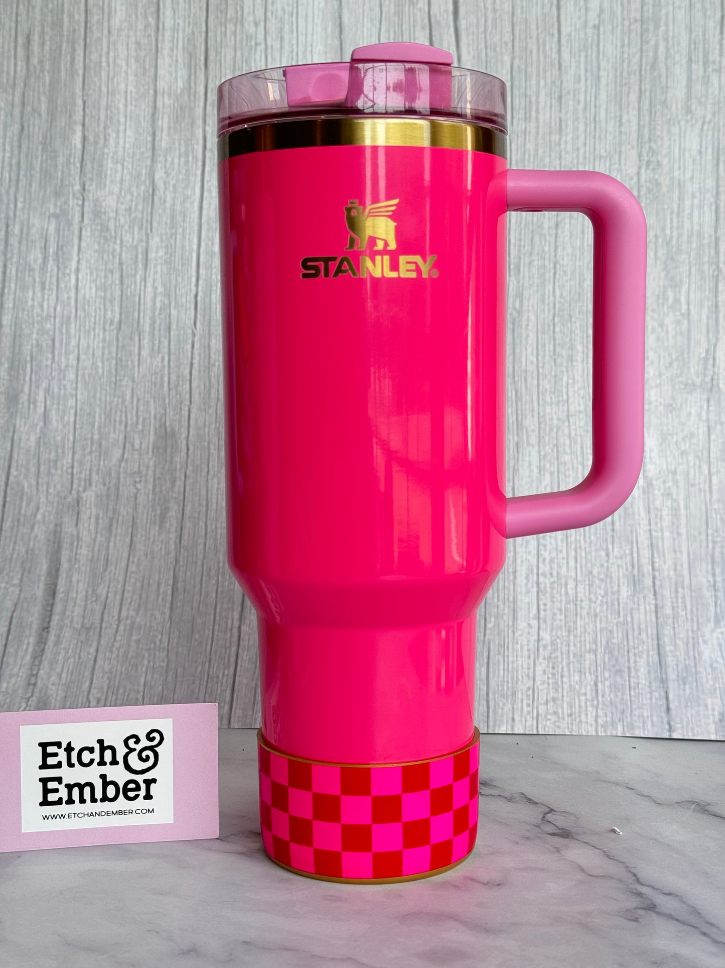 Red & Pink Checkers Tumbler Boot -fits 20-40oz New!