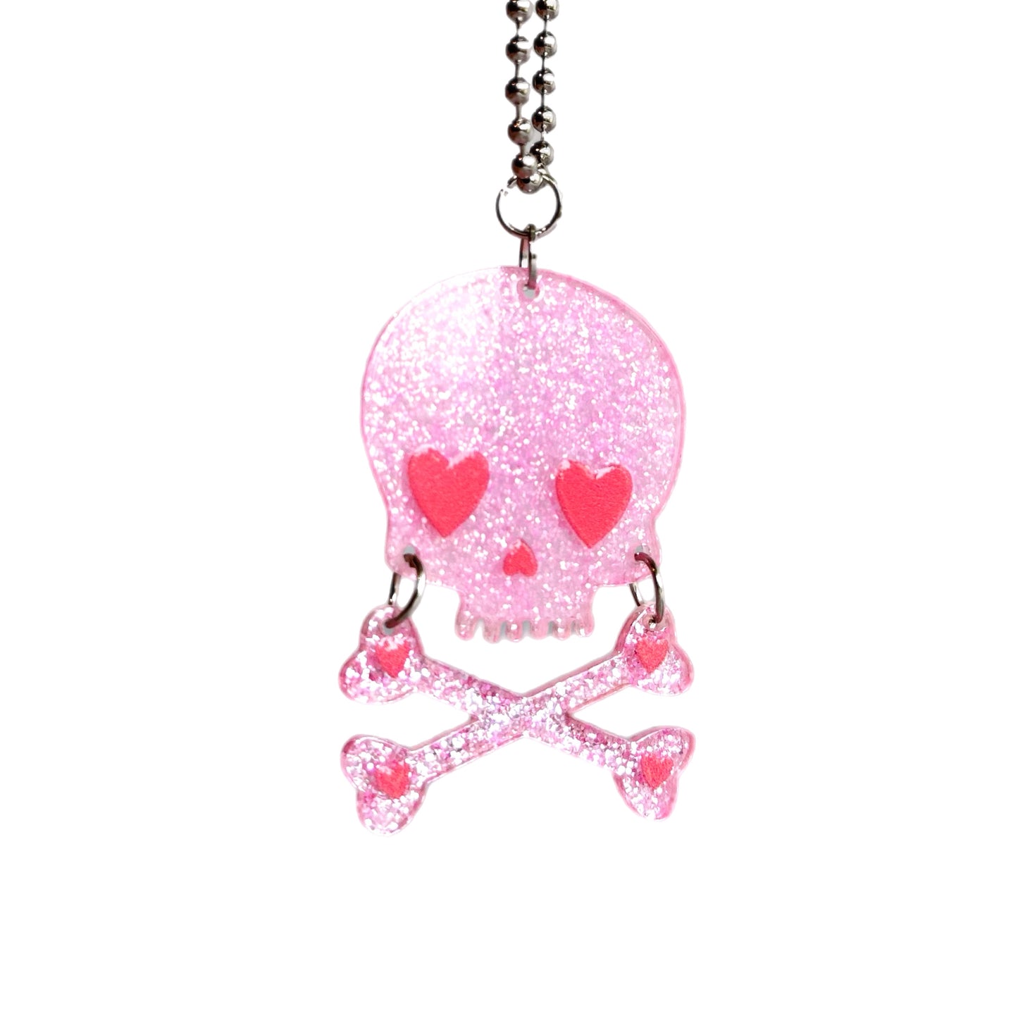 Pink Skull & Bones- Tumbler Handle Charm