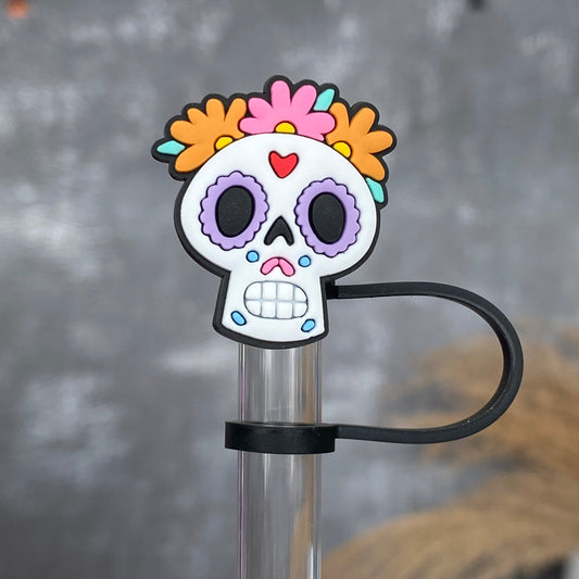 Sugar Skull Straw Topper