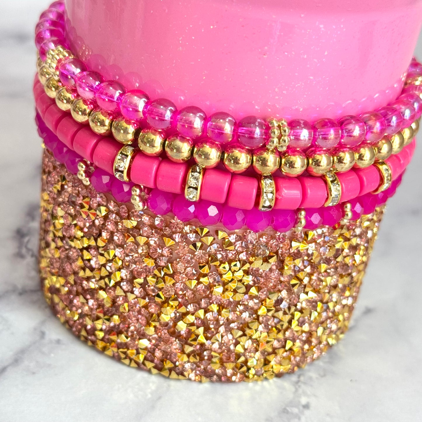 Glinda Pink Tumbler Bracelet Stack -fits 30-40oz