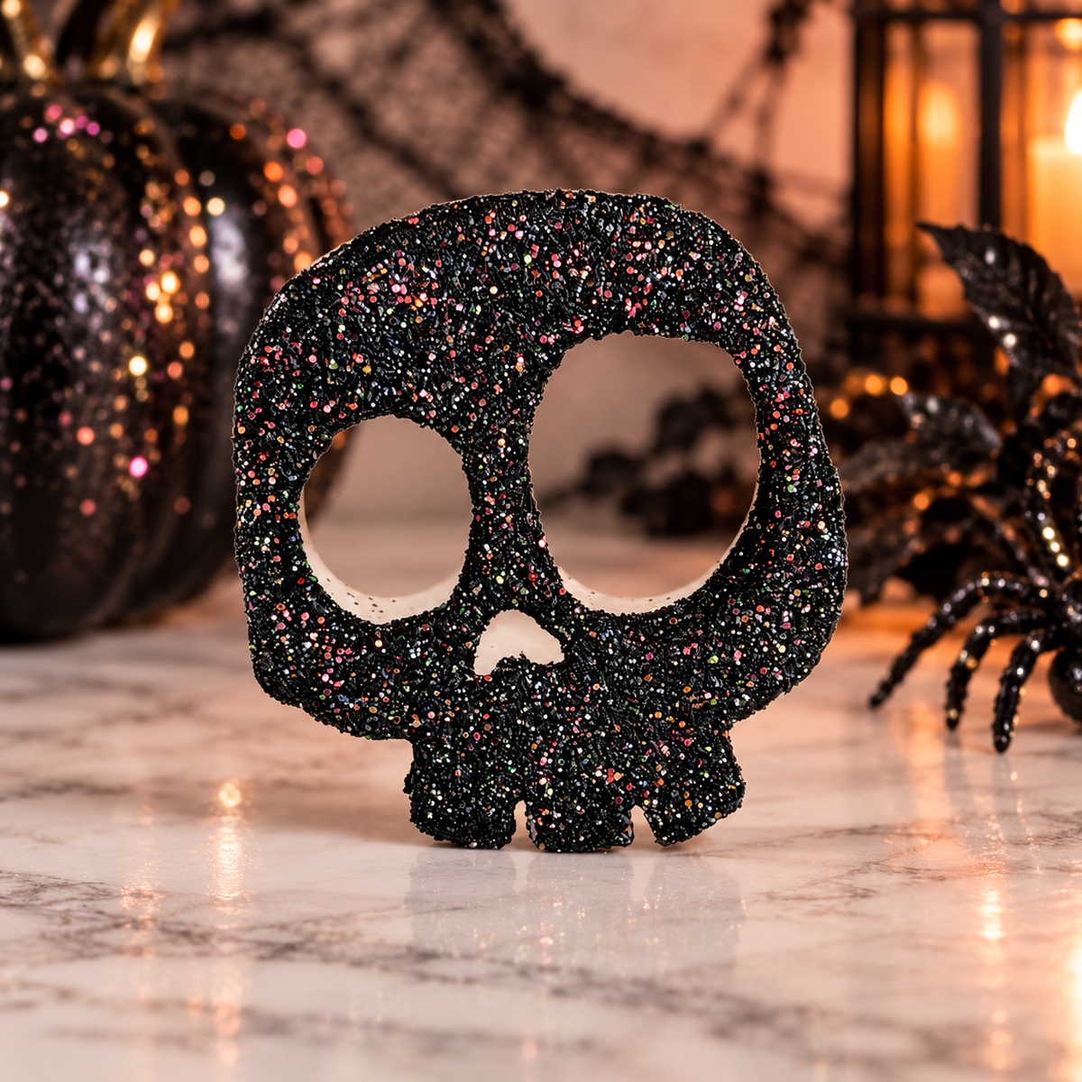 Glitter Skull Straw Charm