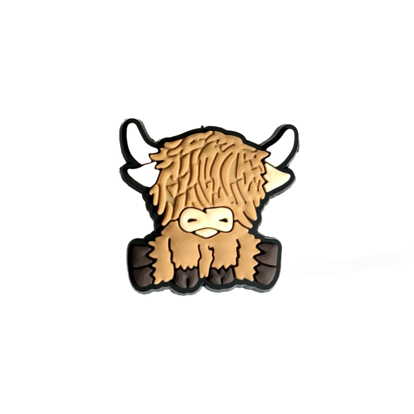 Highland Cow Straw Topper black white