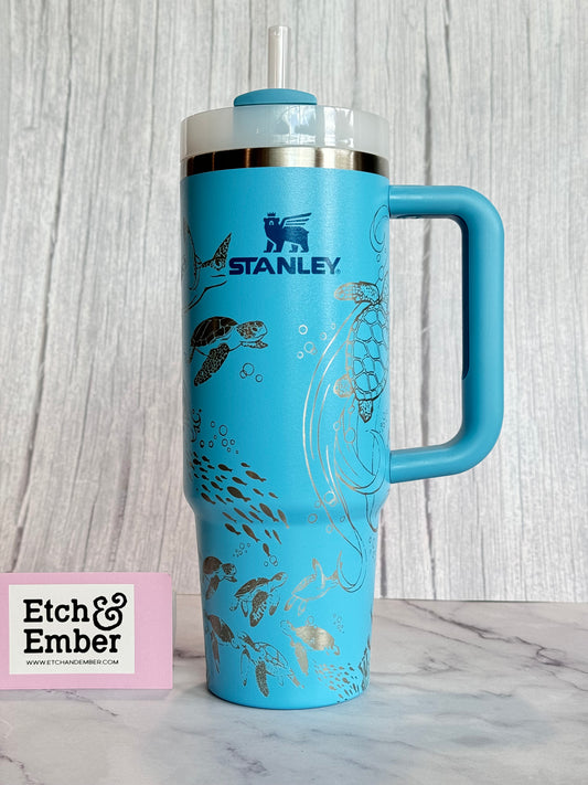 Sea Turtles Engraved Stanley 30oz- Ready to Ship- Pool