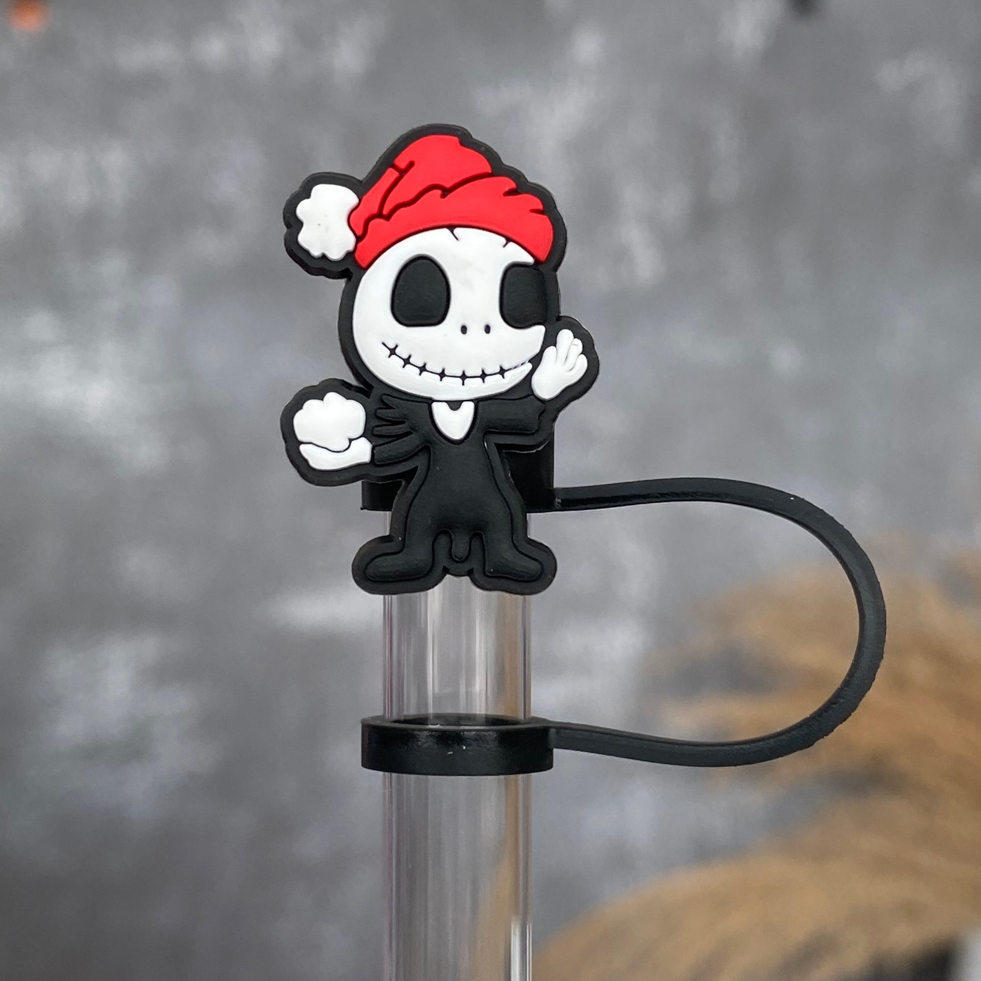 Halloween Nightmare Before Christmas Straw Topper- Red Black White