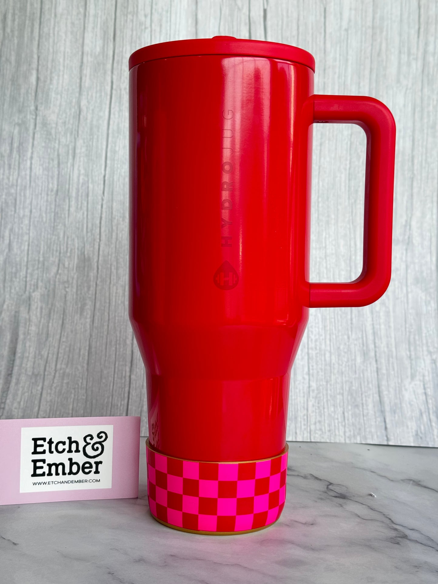 Red & Pink Checkers Tumbler Boot -fits 20-40oz New!