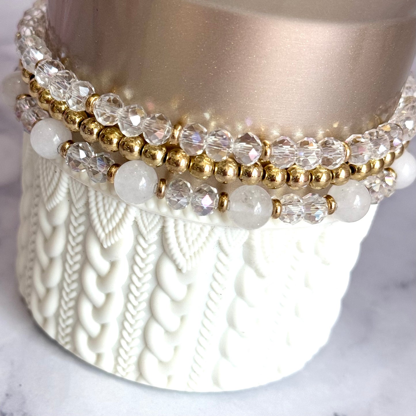 Crystal Gold Tumbler Bracelet Stack -fits 30-40oz