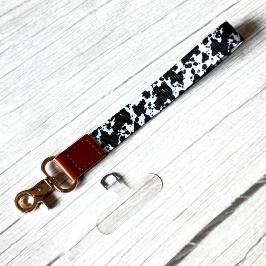 Phone Wrist Strap with Tether Tab - COW PRINT