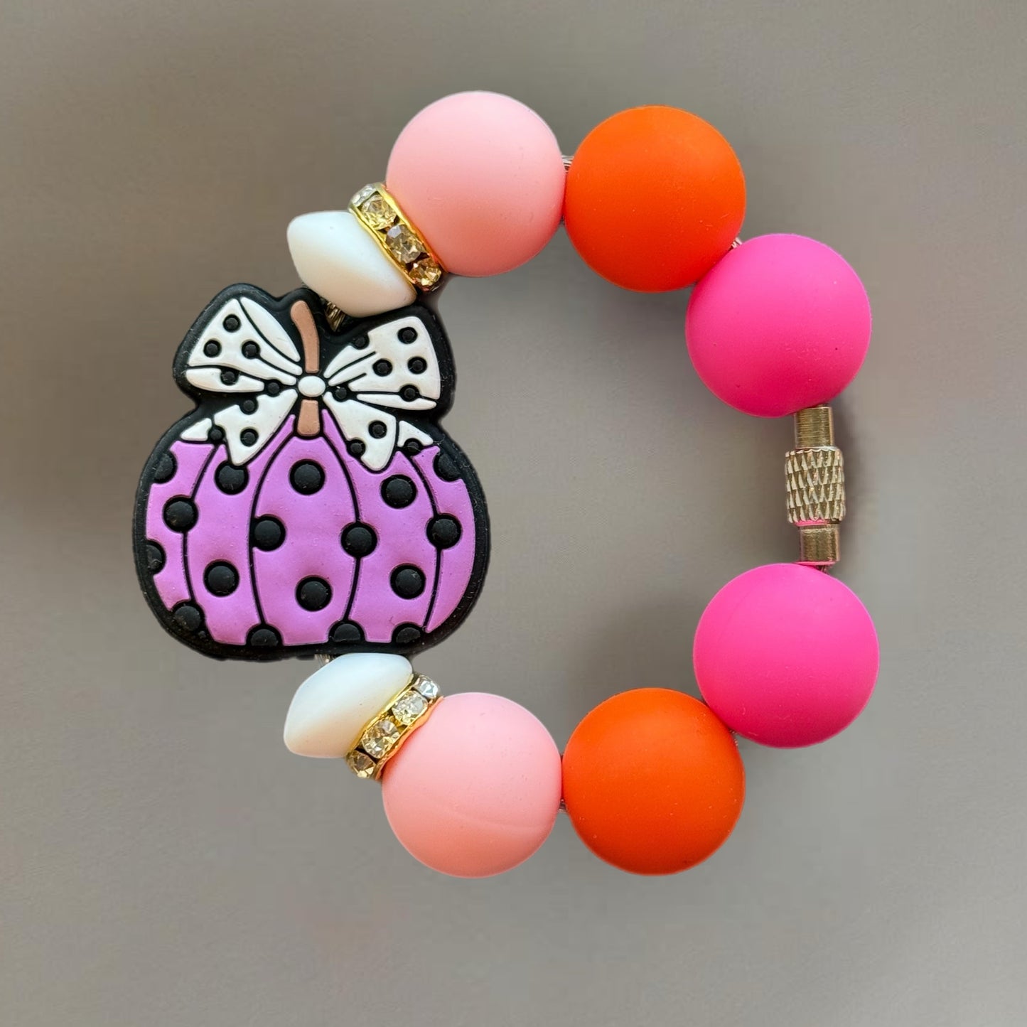 Polka Dot Pumpkin Charm - Tumbler Handle Charm