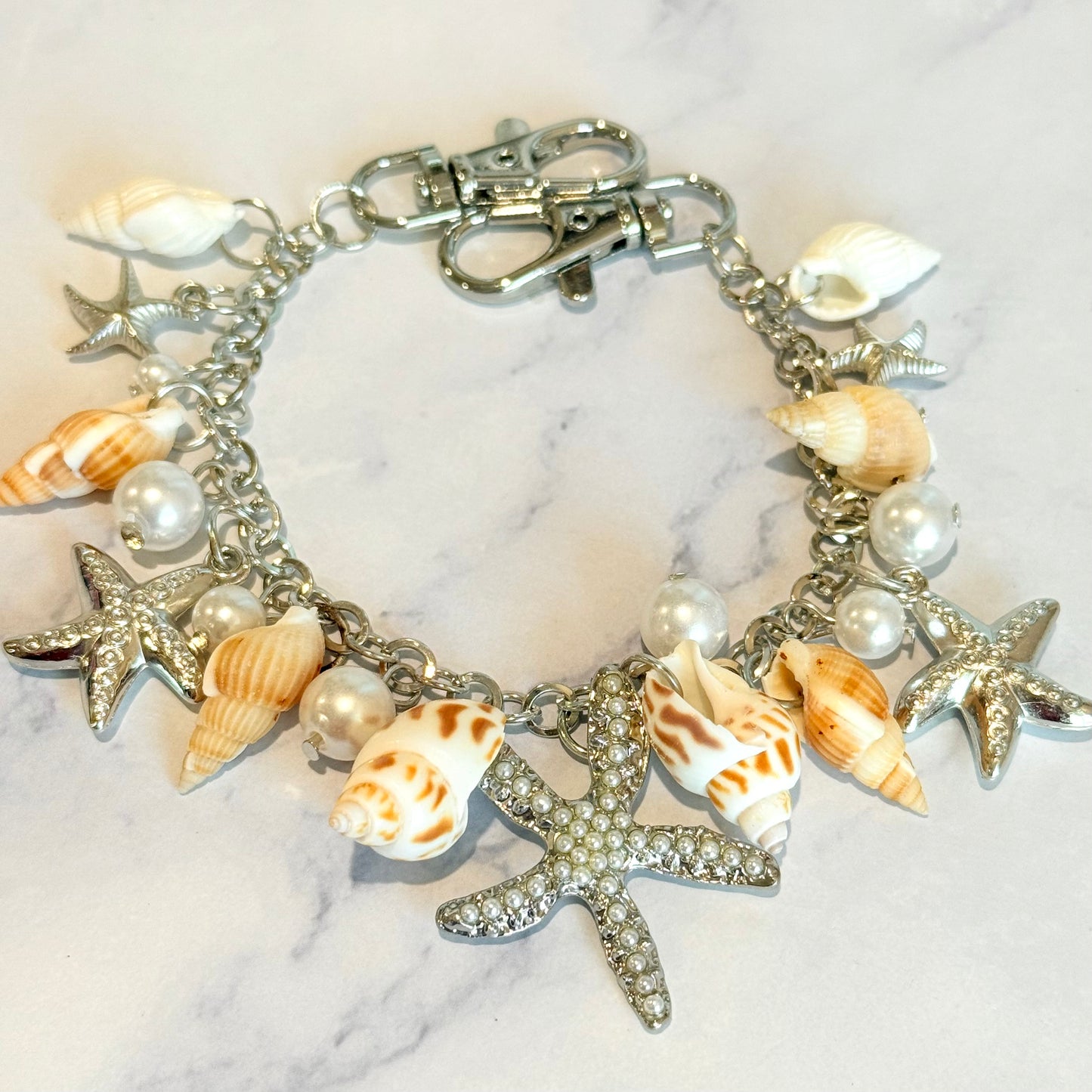 Sea Shells Silver Deluxe Tumbler Charm Necklace