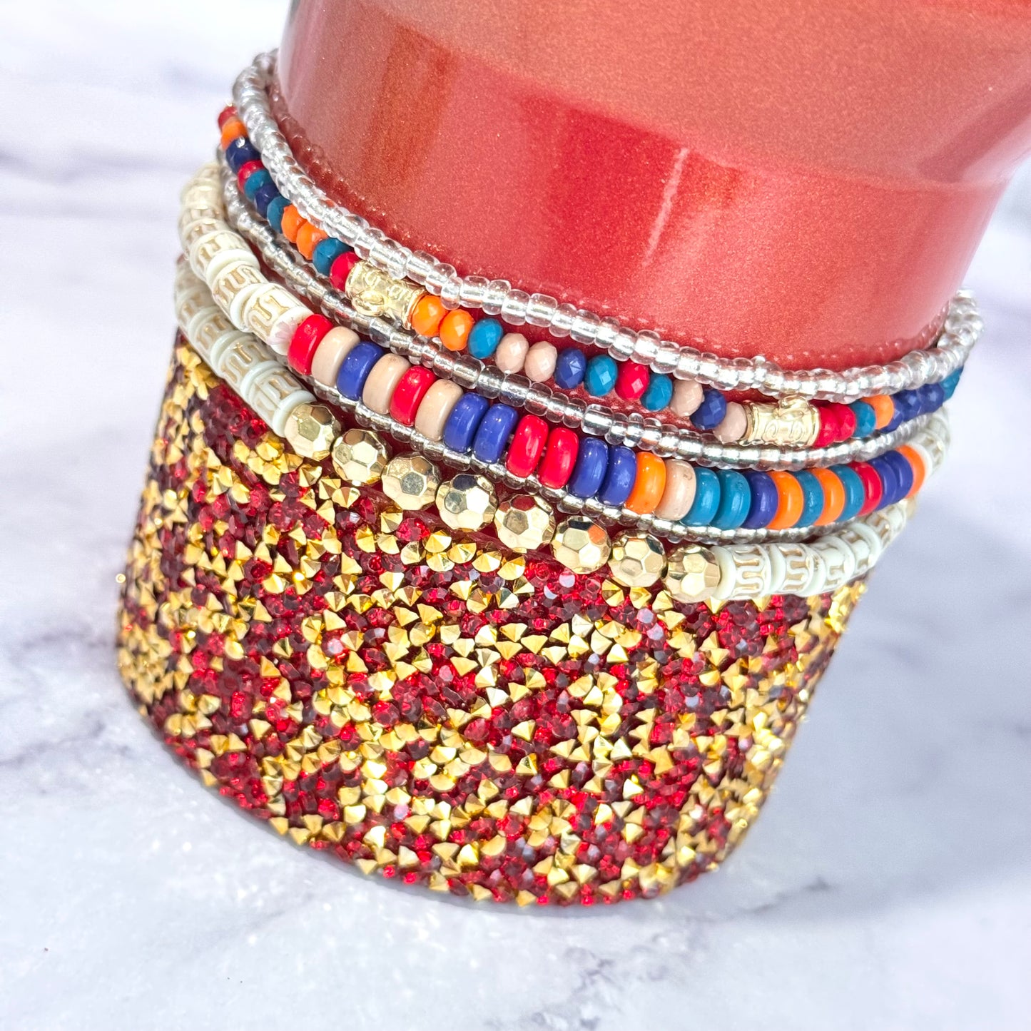 Rainbow & Gold Tumbler Bracelet Stack -fits 30-40oz