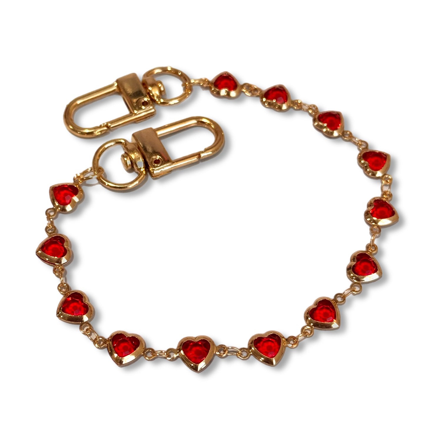 Tiny Red Hearts Deluxe Tumbler Charm Necklace