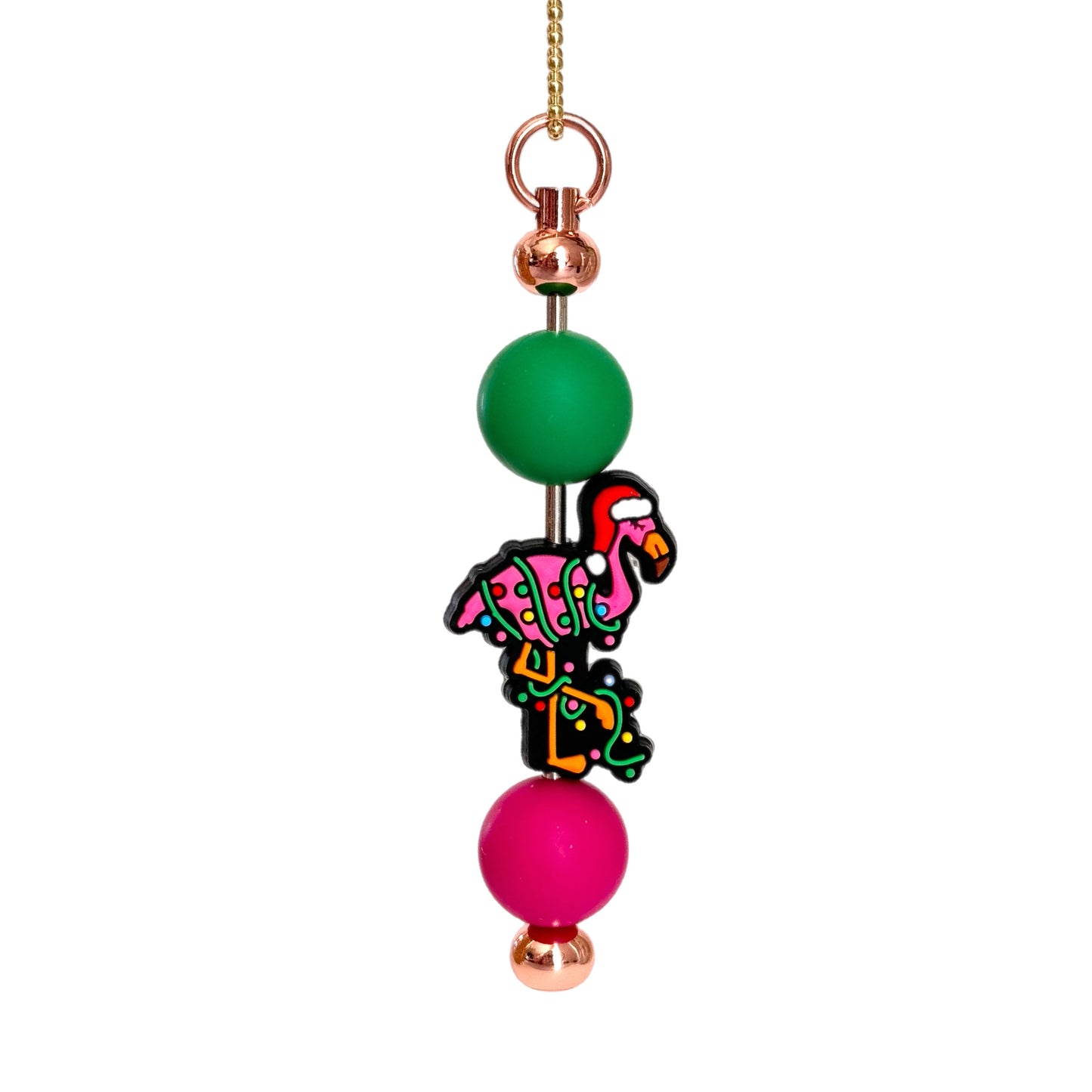 Christmas Flamingo Bar Charm - Tumbler Handle Charm